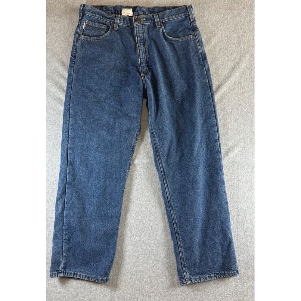 Carhartt B155 DST Fleece Lined Relaxed Fit Jeans Mens 36x30 Dark Stone Blue